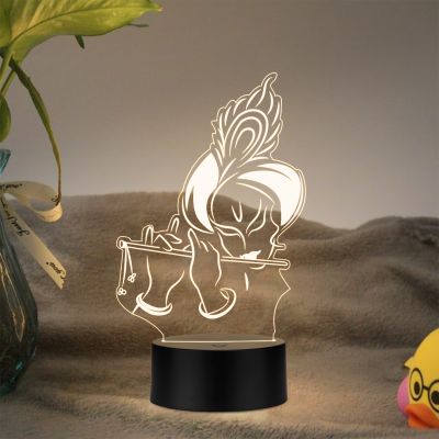 Lord Krishna Led Night Lamp with Warm White Color Temple Decor Lamp